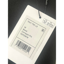Load image into Gallery viewer, Theory Tiny Tee Long Sleeve Crew Neck Black Rib Knit Top Fitted Medium