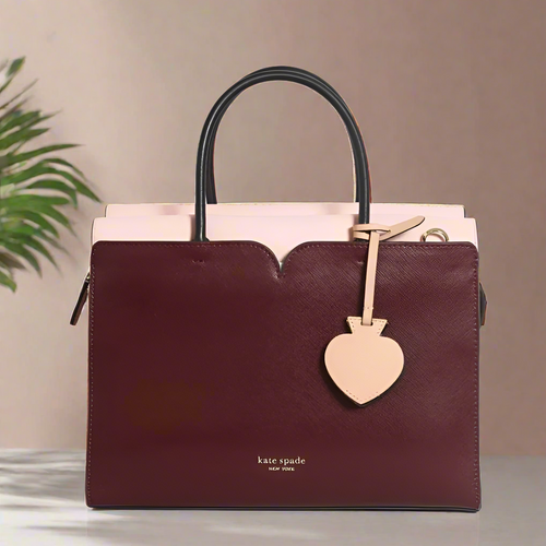 Kate Spade Spencer Large Satchel Crossbody Red Pink Leather Top Handle Bag