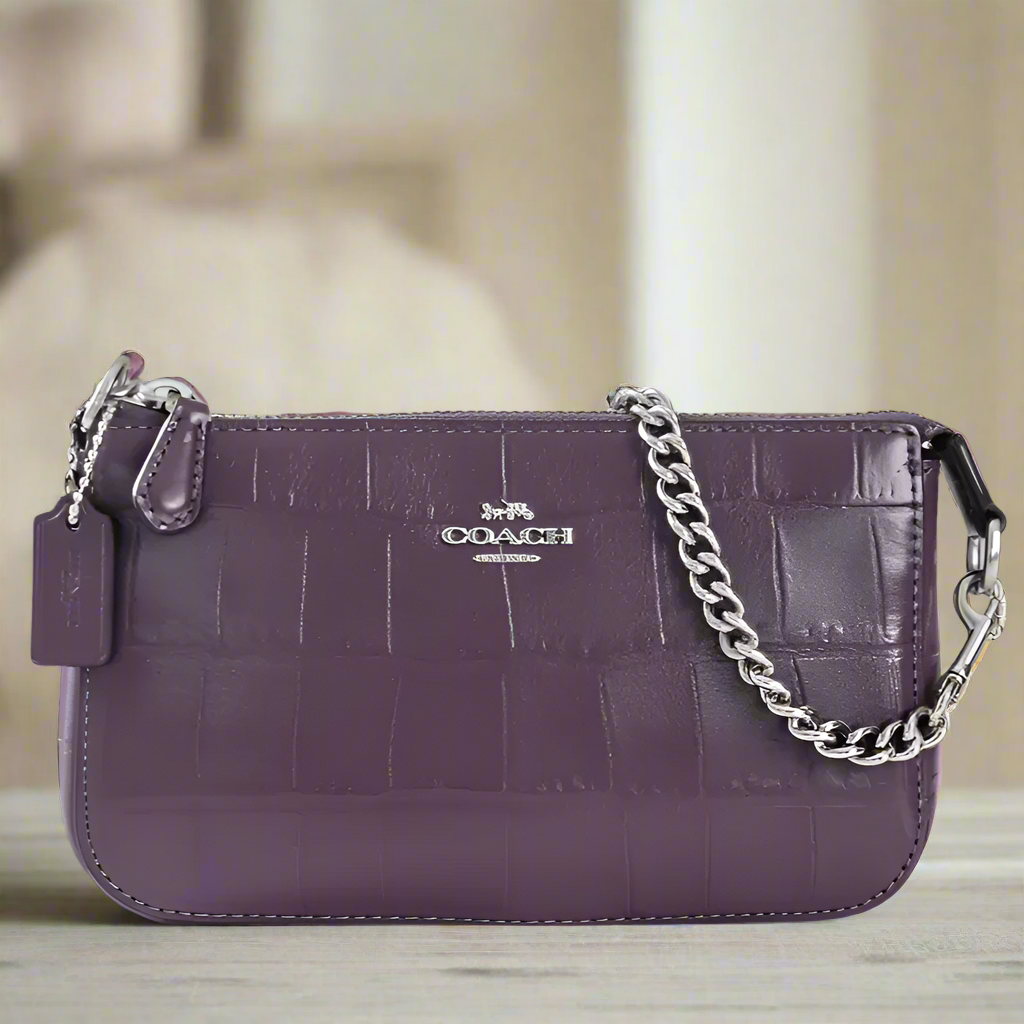 NEW★パープル【COACH】Nolita 19 ショルダーバッグ Coach Nolita 19 Croc Embossed Shoulder Bag Soft Purple