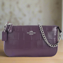 Load image into Gallery viewer, Coach Nolita 19 Croc Embossed Shoulder Bag Soft Purple Leather Chain CN382
