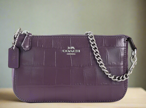 Coach Nolita 19 Amethyst Purple Croc Embossed Leather Bag Purse Wristlet CN382