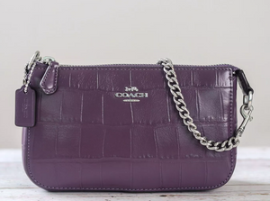 Coach Nolita 19 Croc Embossed Shoulder Bag Soft Purple Leather Chain CN382