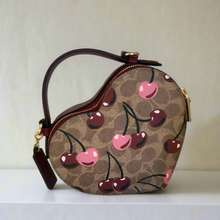 Load image into Gallery viewer, Coach Heart Crossbody Bag Cherry Signature Canvas Leather Brown CY706 OGPKG