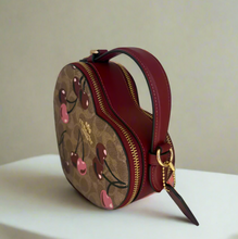 Load image into Gallery viewer, Coach Heart Crossbody Bag Cherry Signature Canvas Leather Brown CY706 OGPKG
