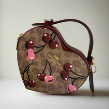 Load image into Gallery viewer, Coach Heart Crossbody Bag Cherry Signature Canvas Leather Brown CY706 OGPKG