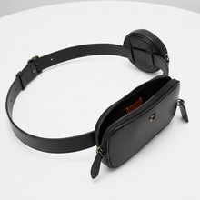 Load image into Gallery viewer, Black crossbody bag with a strap on a white background