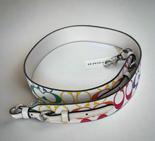 Load image into Gallery viewer, Coach Replacement Leather Strap Rainbow Hand Bag Crossbody White Canvas CJ952