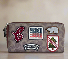 Load image into Gallery viewer, Coach Ski Patches Wallet Womens Brown Accordion Phone C7204 Signature Canvas