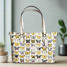 Load image into Gallery viewer, Coach Gallery Tote Butterfly White Signature Canvas CAR36 Shoulder Bag