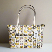 Load image into Gallery viewer, Coach Gallery Tote Butterfly White Signature Canvas CAR36 Shoulder Bag