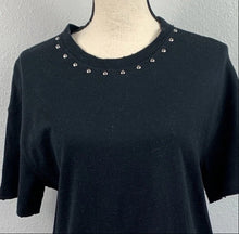 Load image into Gallery viewer, Black top with decorative studs on a mannequin against a plain background