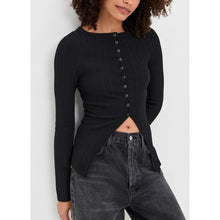 Load image into Gallery viewer, Free People East Side Black Ribbed Bell Sleeve Cardigan Sweater Small