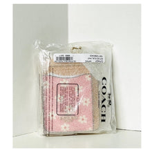 Load image into Gallery viewer, Coach Zip Card Case CFA37 Pink Floral Leather ID Wallet with Gold Chain