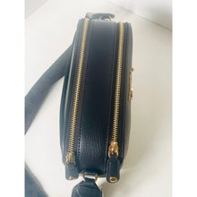 Load image into Gallery viewer, Karl Lagerfeld Maybelle Crossbody Bag Black Faux Leather Gold Glitter Pins