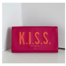 Load image into Gallery viewer, Kate Spade Kiss Tally Clutch Pink Leather Foldover Love Birds Bag