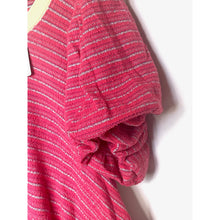 Load image into Gallery viewer, Pink textured fabric with white stripes on a white background
