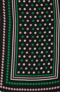 Kate Spade Scarf Dot Stripe Black Oblong Twill Lightweight Logo Pink Green