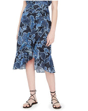 Load image into Gallery viewer, Parker Wrap Skirt Womens 8 Blue Midi  Floral Asymmetric Cotton Drew Ruffle