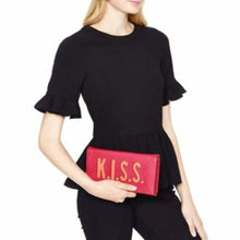 Load image into Gallery viewer, Kate Spade Kiss Tally Clutch Pink Leather Foldover Love Birds Bag