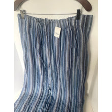 Load image into Gallery viewer, Free People Day's End Pants L Striped Wide Leg Blue Cotton Pull On Elastic