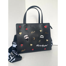 Load image into Gallery viewer, Karl Lagerfeld Maybelle Black Ikons Pin Satchely Bag