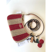 Load image into Gallery viewer, Coach Teri CER34 Red Tan Striped Straw Shoulder Bag