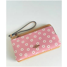 Load image into Gallery viewer, Coach Double Zip Phone Wallet CEY48 Pink Floral Canvas Leather Wristlet