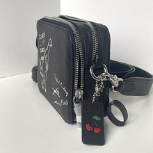Load image into Gallery viewer, Coach Charter Crossbody 19 CAM86 Black Leather Rexy Sketch Print Pouch