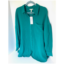 Load image into Gallery viewer, Teal shirt on a hanger with a white background