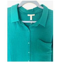 Load image into Gallery viewer, Eileen Fisher Organic Cotton Shirt Womens 1X Blue Lofty Gauze Long Esmeralda