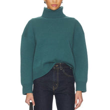 Load image into Gallery viewer, Free People Sigma Wool Turtleneck Sweater Cypress Blue Women's Large