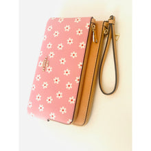Load image into Gallery viewer, Coach Double Zip Phone Wallet CEY48 Pink Floral Canvas Leather Wristlet