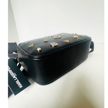 Load image into Gallery viewer, Karl Lagerfeld Maybelle Crossbody Bag Black Faux Leather Gold Glitter Pins