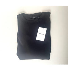Load image into Gallery viewer, Theory Tiny Tee Long Sleeve Crew Neck Black Rib Knit Top Fitted Small