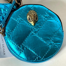 Load image into Gallery viewer, Kurt Geiger Eagle Head Quilted Metallic Blue Nylon Crossbody Bag Small Pouch