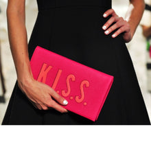 Load image into Gallery viewer, Kate Spade Kiss Tally Clutch Pink Leather Foldover Love Birds Bag