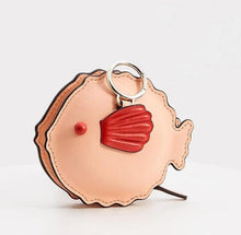 Load image into Gallery viewer, Kate Spade Puffy Fish Coin Purse Bag Charm  Small Pink Leather Wallet Guava