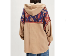 Load image into Gallery viewer, Free People Bowery Cardigan Hoodie Jacket Cotton Oversized Slouchy Floral Beige