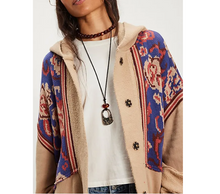 Load image into Gallery viewer, Free People Bowery Cardigan Hoodie Jacket Cotton Oversized Slouchy Floral Beige