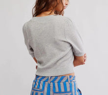 Load image into Gallery viewer, Person wearing a gray sweater and blue striped pants on a white background