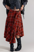Load image into Gallery viewer, Free People Take Me Along Tartan Circle Skirt Cotton Buckle Asymmetric Wr