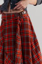 Load image into Gallery viewer, Free People Take Me Along Tartan Circle Skirt Cotton Buckle Asymmetric Wr