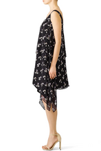 Load image into Gallery viewer, Opening Ceremony Dress Womens 10 Black Silk Shift Sleeveless Floral Asymmetric Hem