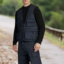 Load image into Gallery viewer, G-STAR Raw Men&#39;s GSRR Vest Blue Denim Utility Pockets Research Photography