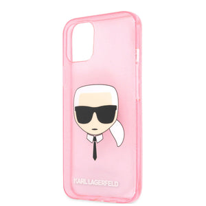 Karl Lagerfeld iPhone 11 Case Pink Choupette Head Tie Glitter Bumper Slim