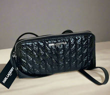 Load image into Gallery viewer, karl_patent_leather_wallet_crossbody_slim_black