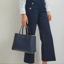 Load image into Gallery viewer, Kate Spade All Day Medium Tote Dainty Bloom Crossbody Blue Leather Bag