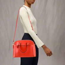 Load image into Gallery viewer, Kate Spade Louise Dome Satchel Medium Leather Crossbody Top Handle Bag Tamarillo