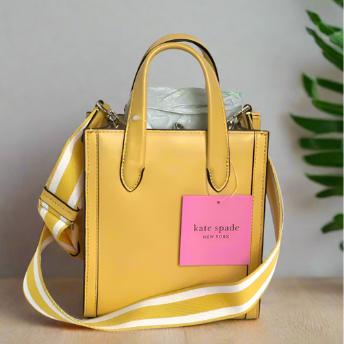 Kate Spade Mini Manhattan Crossbody Tote Yellow Leather Shoulder Bag ORGPKG