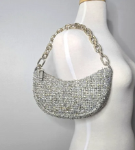 Load image into Gallery viewer, Kate Spade Smile Crossbody Bag Small Silver Metallic Tweed Leather Chain Strap